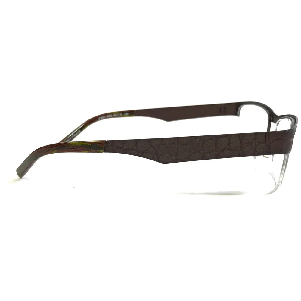 J.F. Rey Eyeglasses Frames JF2601 9999 Brown Lizard Print Half Rim 55-18-130